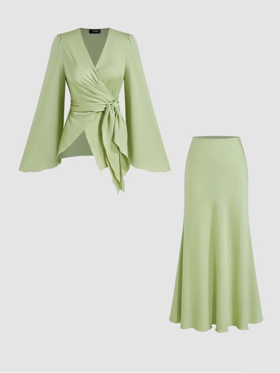 Cider Dresses & Skirts - Sage Green Wrap Maxi Skirt - Unbranded